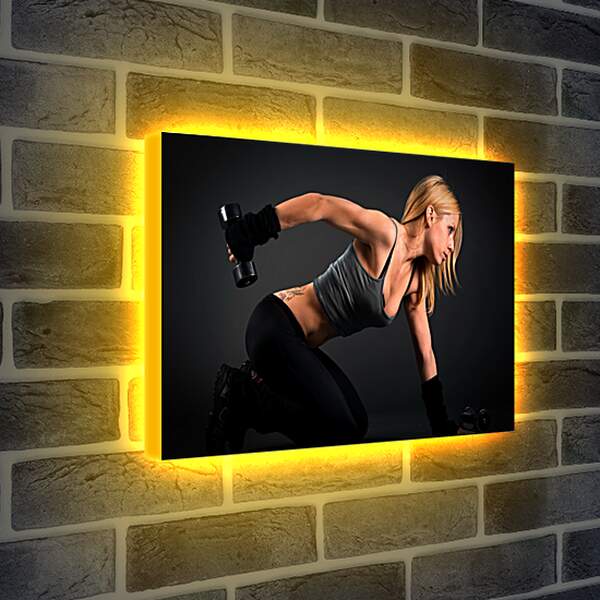 Лайтбокс световая панель - Блондинка делает упражнение