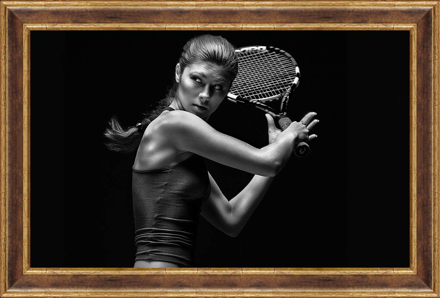 Картина в раме - Девушка с ракеткой (Тенис)