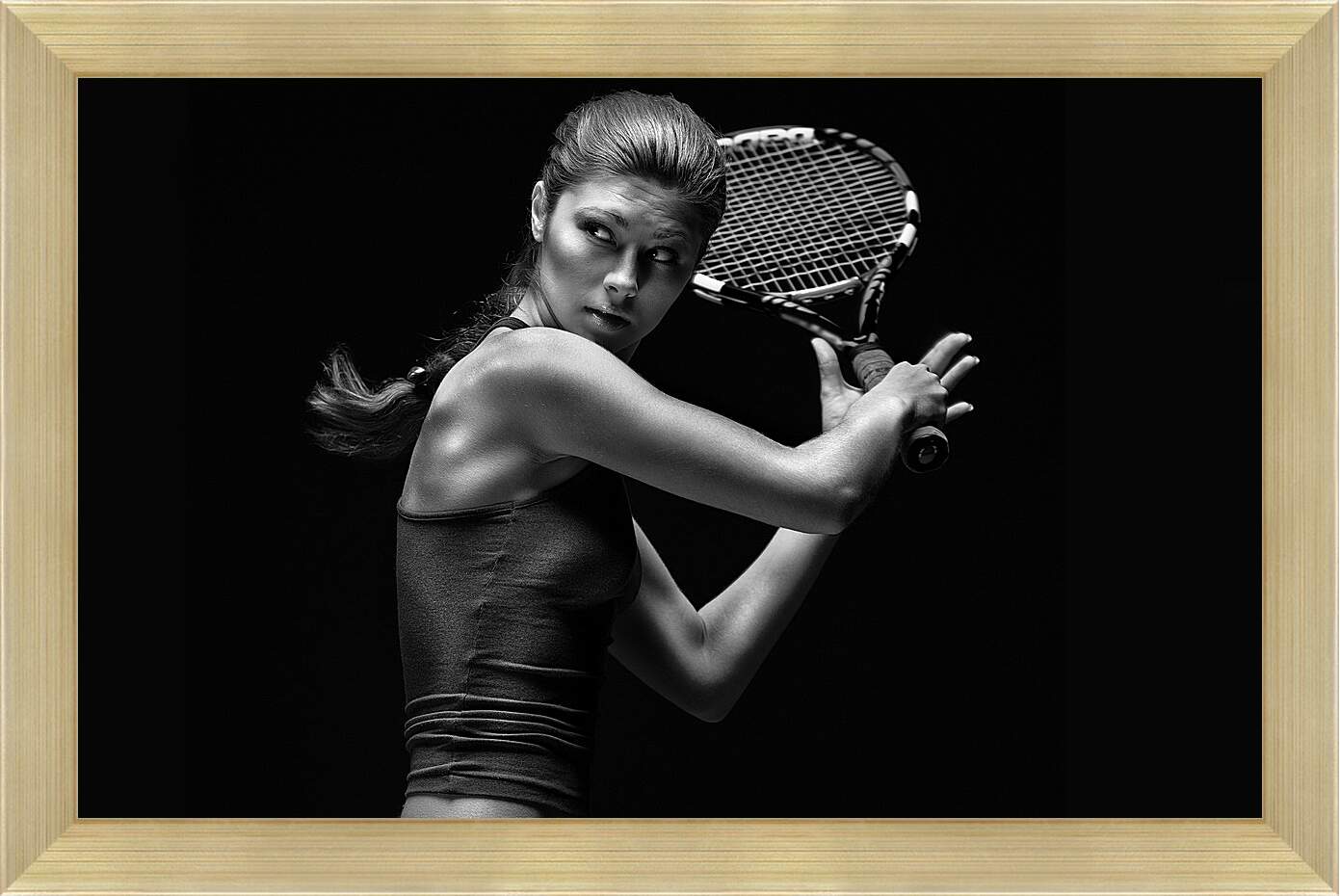 Картина в раме - Девушка с ракеткой (Тенис)