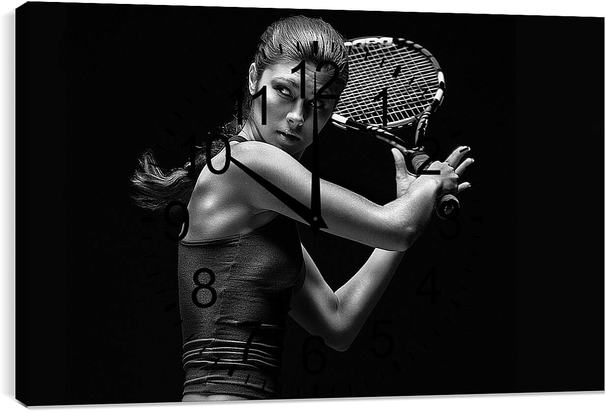Часы картина - Девушка с ракеткой (Тенис)