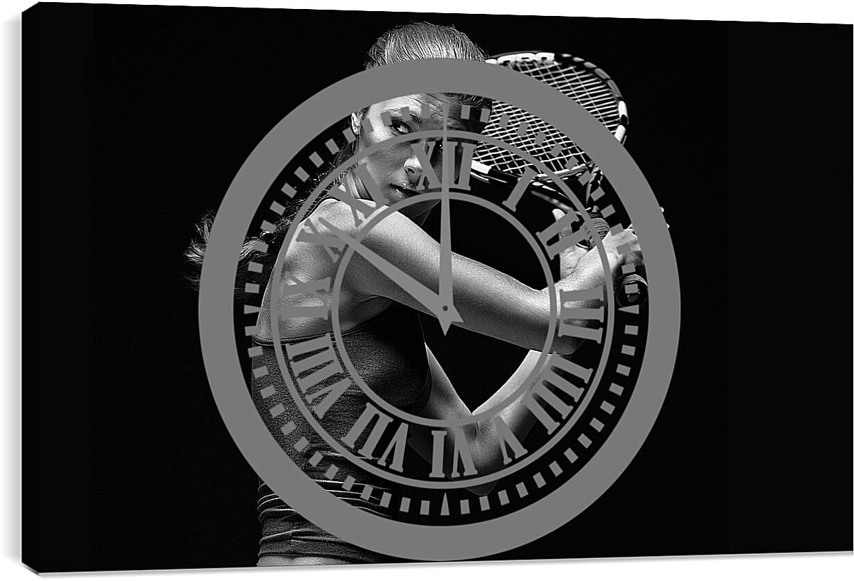 Часы картина - Девушка с ракеткой (Тенис)