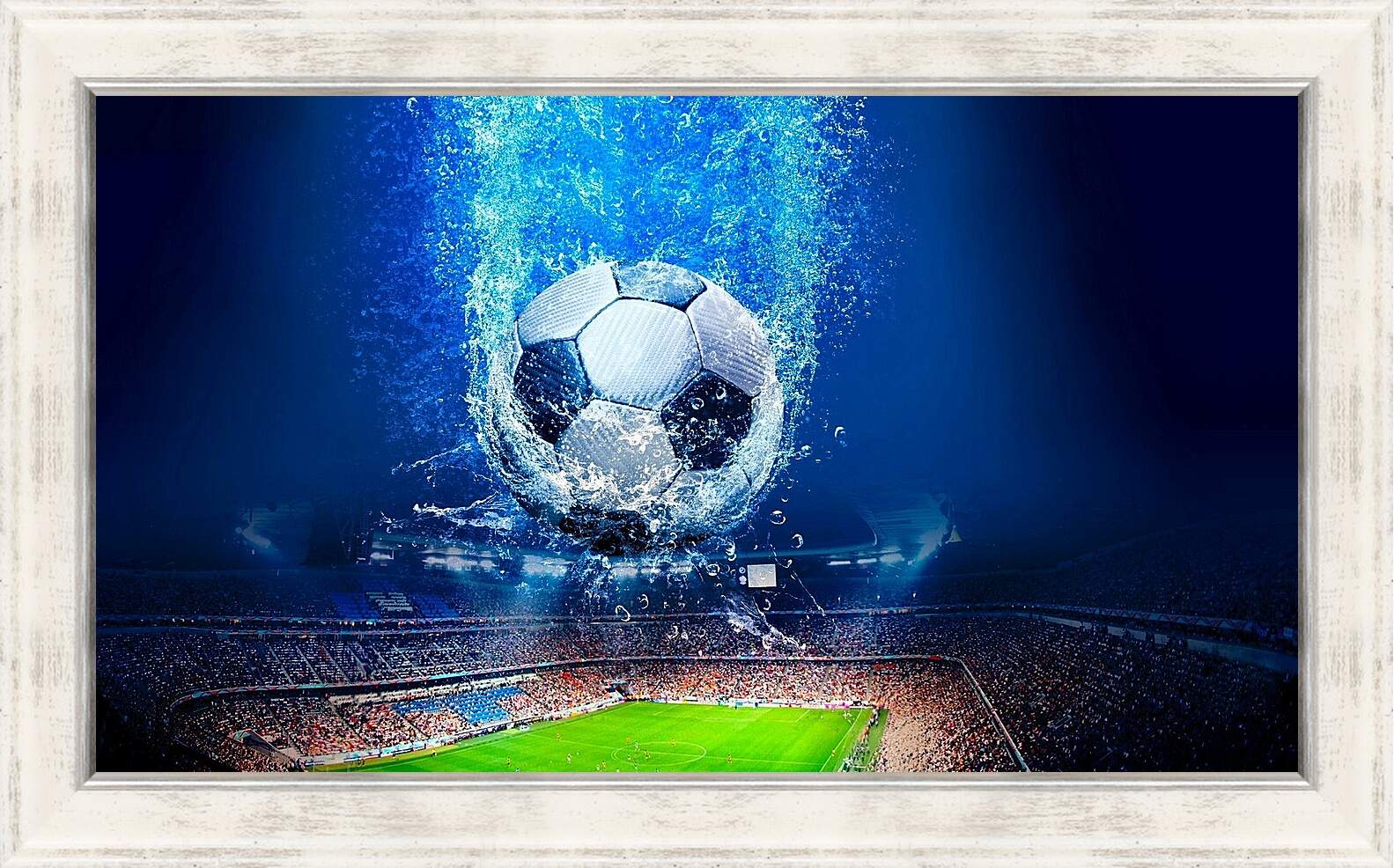 Картина в раме - Мяч над стадионом