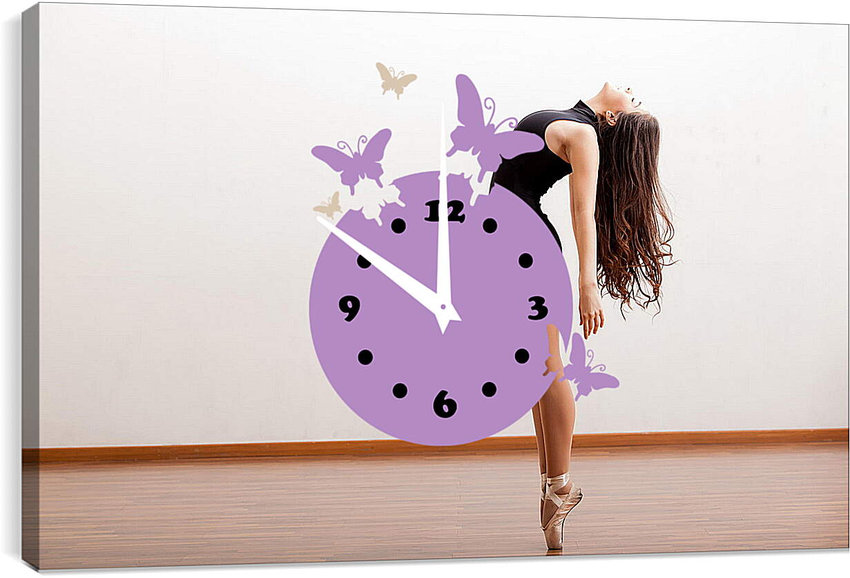Часы картина - Девушка стоит на носочках
