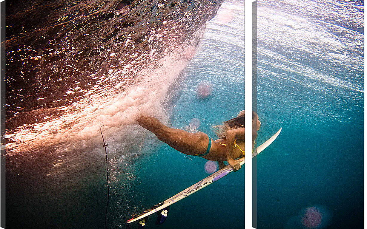 Модульная картина - Сёрфингистка под водой