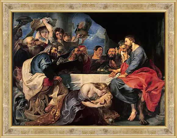 Картина в раме - Feast in the House of Simon the Pharisee. Питер Пауль Рубенс