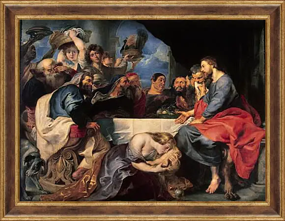 Картина в раме - Feast in the House of Simon the Pharisee. Питер Пауль Рубенс