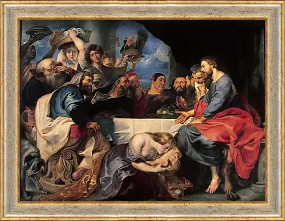 Картина в раме - Feast in the House of Simon the Pharisee. Питер Пауль Рубенс