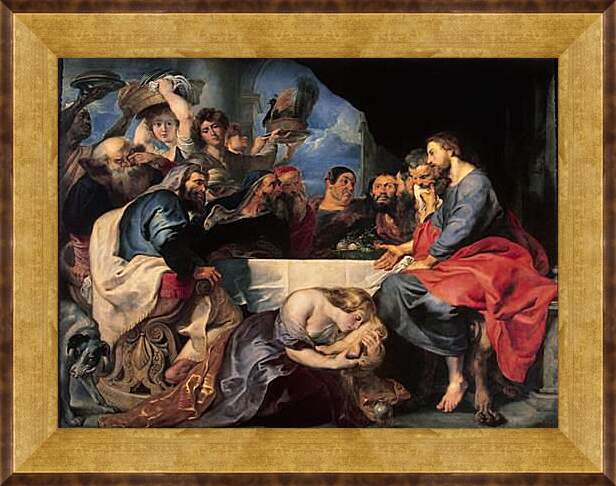 Картина в раме - Feast in the House of Simon the Pharisee. Питер Пауль Рубенс