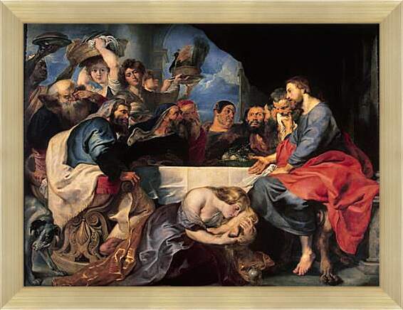 Картина в раме - Feast in the House of Simon the Pharisee. Питер Пауль Рубенс