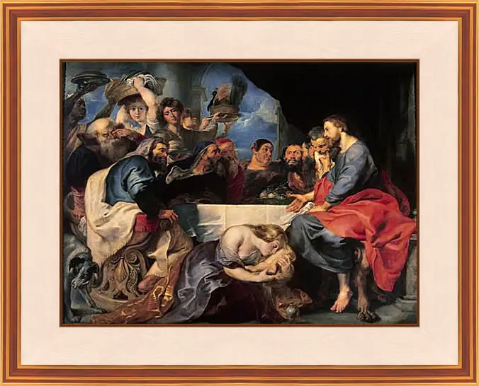 Картина в раме - Feast in the House of Simon the Pharisee. Питер Пауль Рубенс