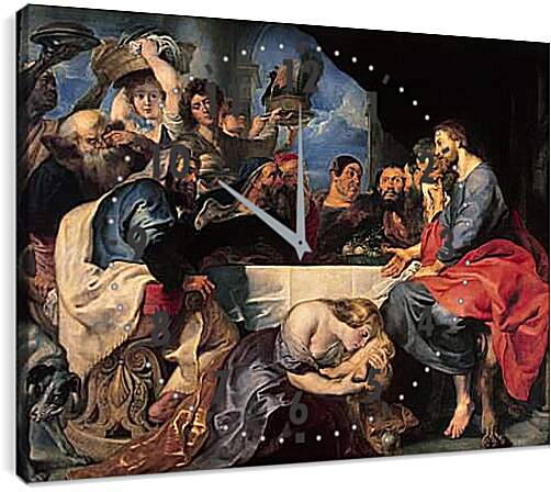 Часы картина - Feast in the House of Simon the Pharisee. Питер Пауль Рубенс