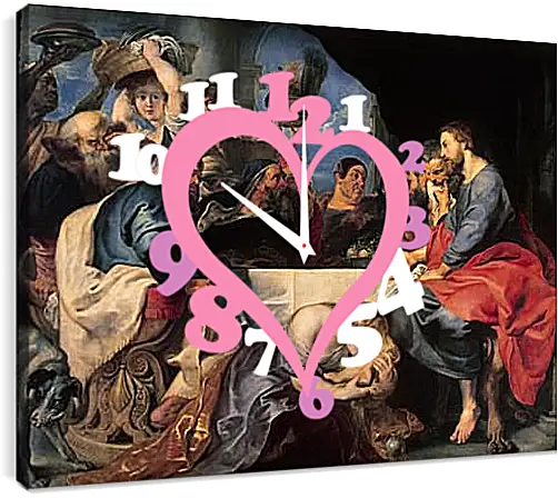 Часы картина - Feast in the House of Simon the Pharisee. Питер Пауль Рубенс