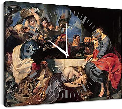 Часы картина - Feast in the House of Simon the Pharisee. Питер Пауль Рубенс