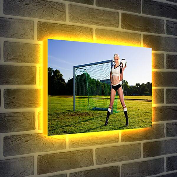 Лайтбокс световая панель - Девушка с мячом (Футбол)