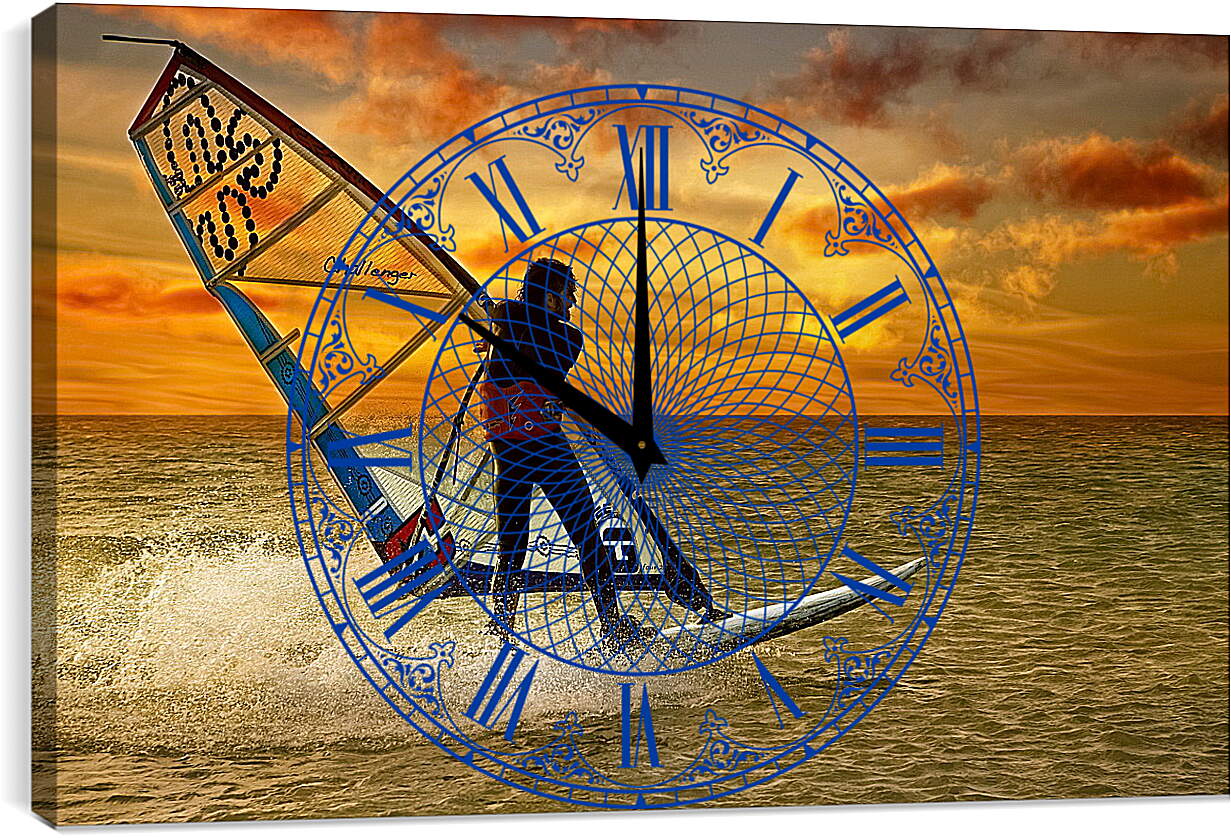Часы картина - Кайт-сёрфинг