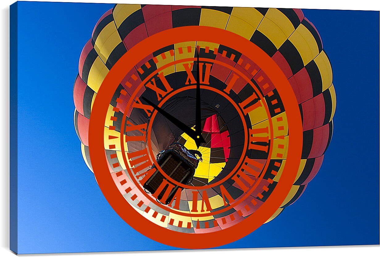 Часы картина - Разноцветный воздушный шар взмывает в небо