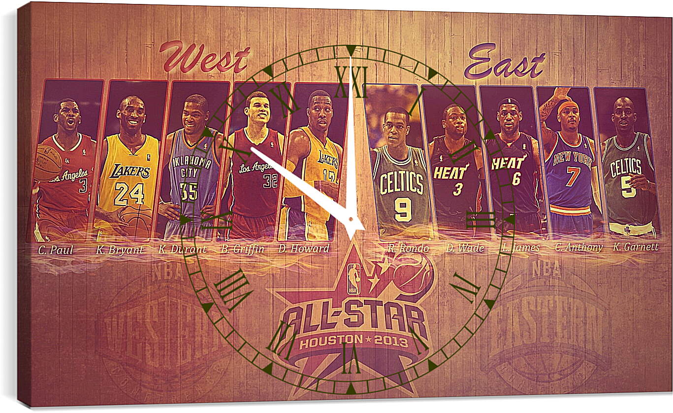 Часы картина - Все звёзды. Баскетбол.