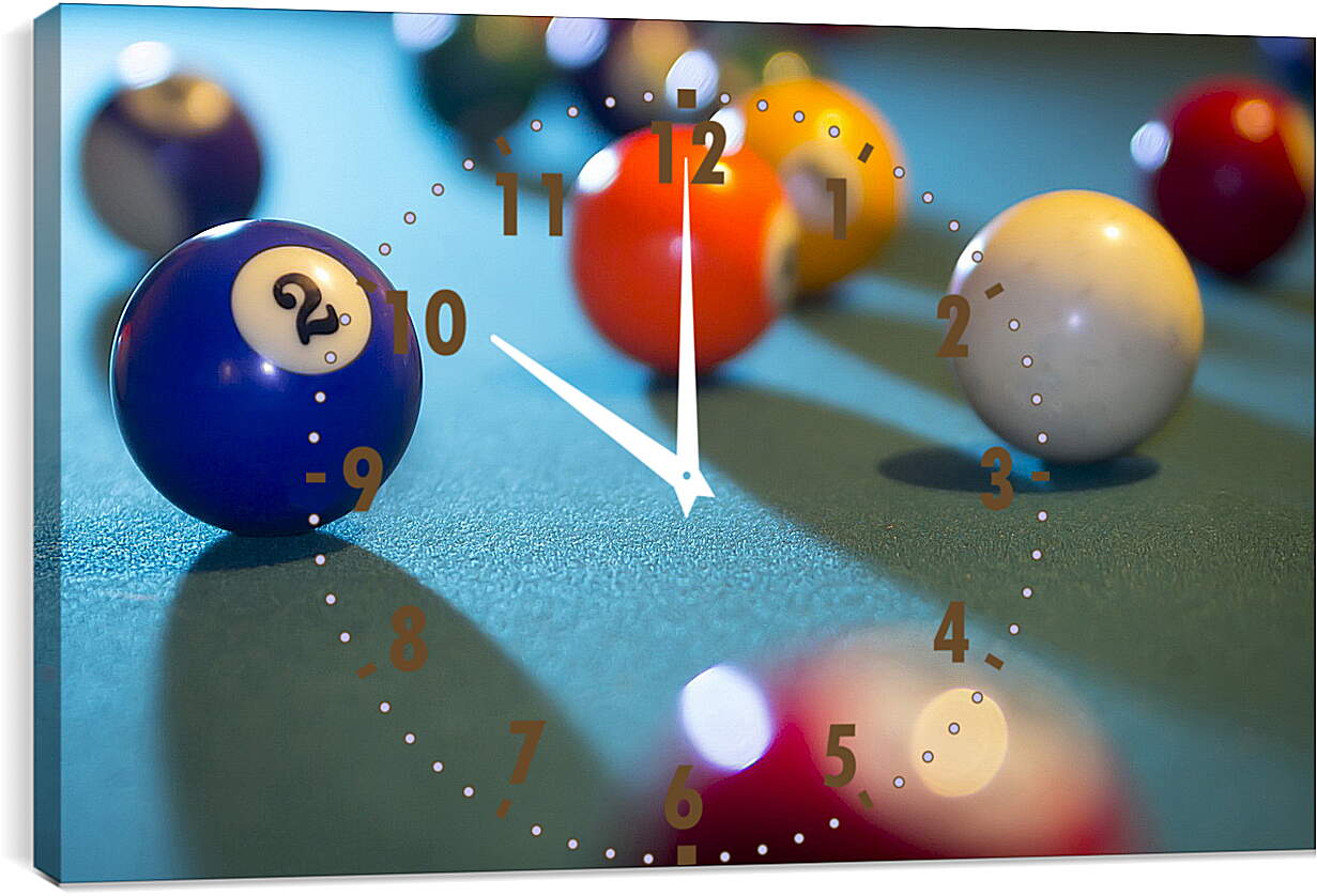 Часы картина - Бильярдный шар с цифрой 2
