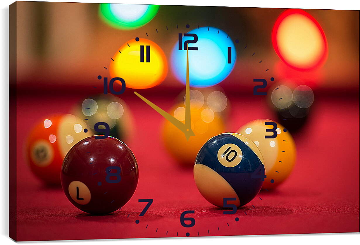 Часы картина - Разноцветные бильярдные шары