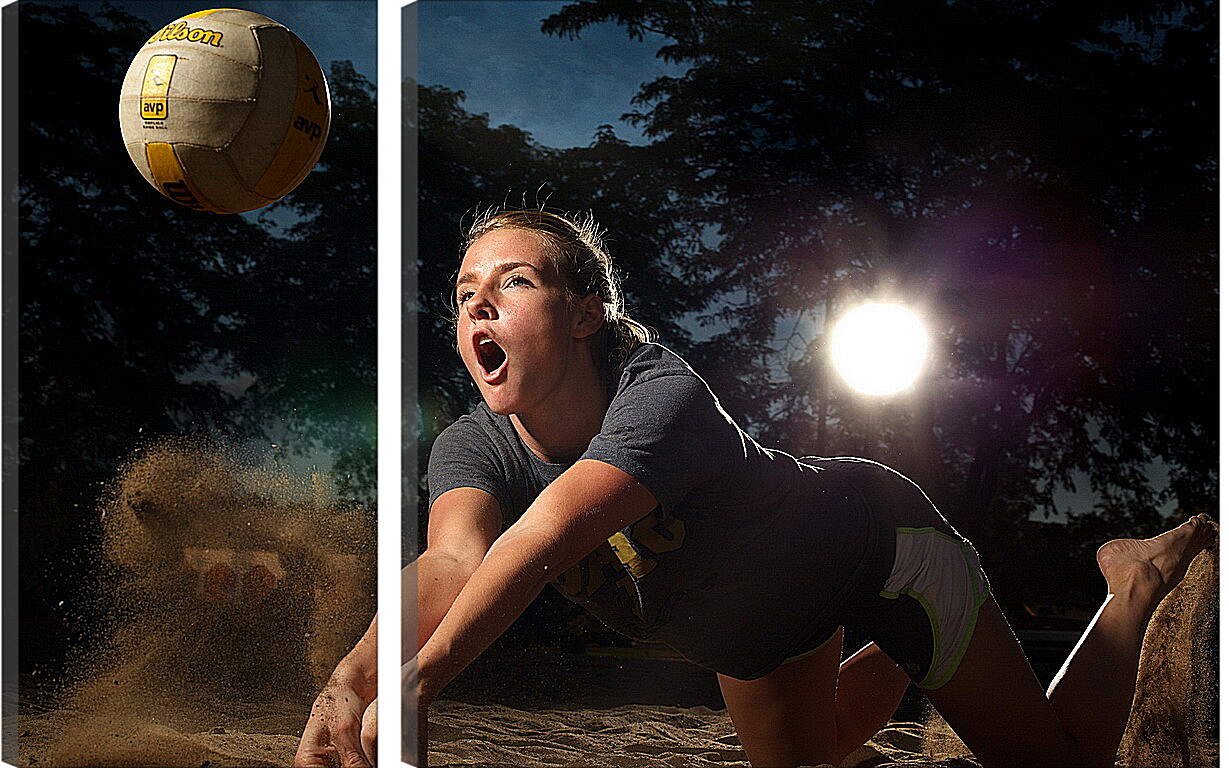 Модульная картина - Девушка с волейбольным мячом