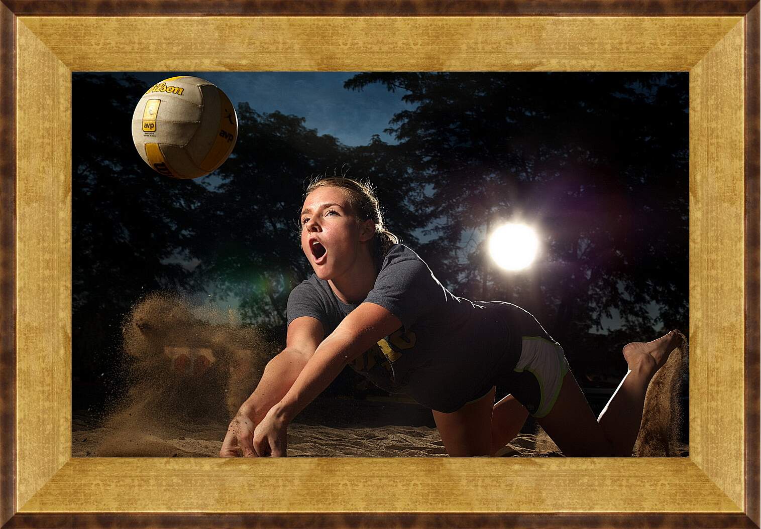 Картина в раме - Девушка с волейбольным мячом