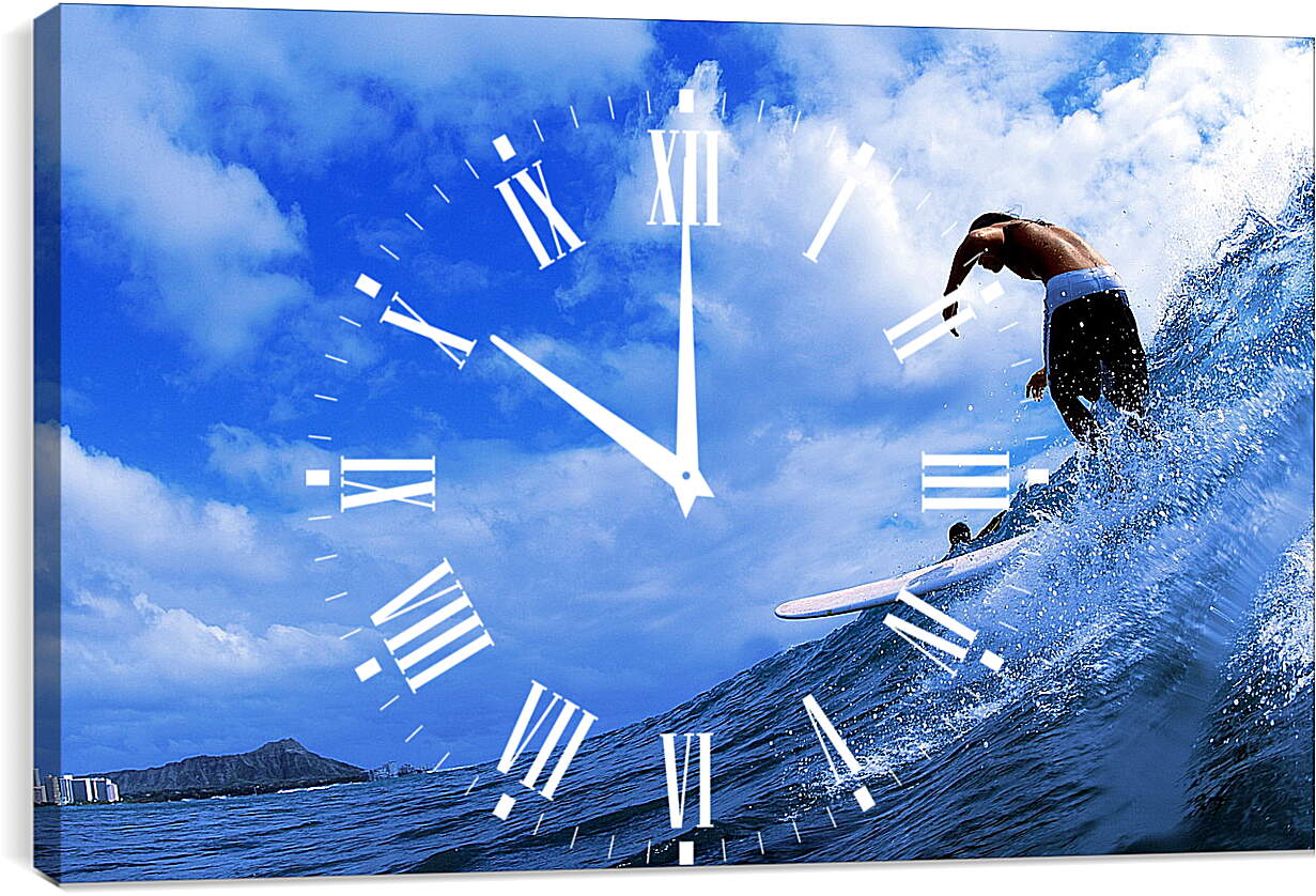 Часы картина - Сёрфингист с обнажённым торсом