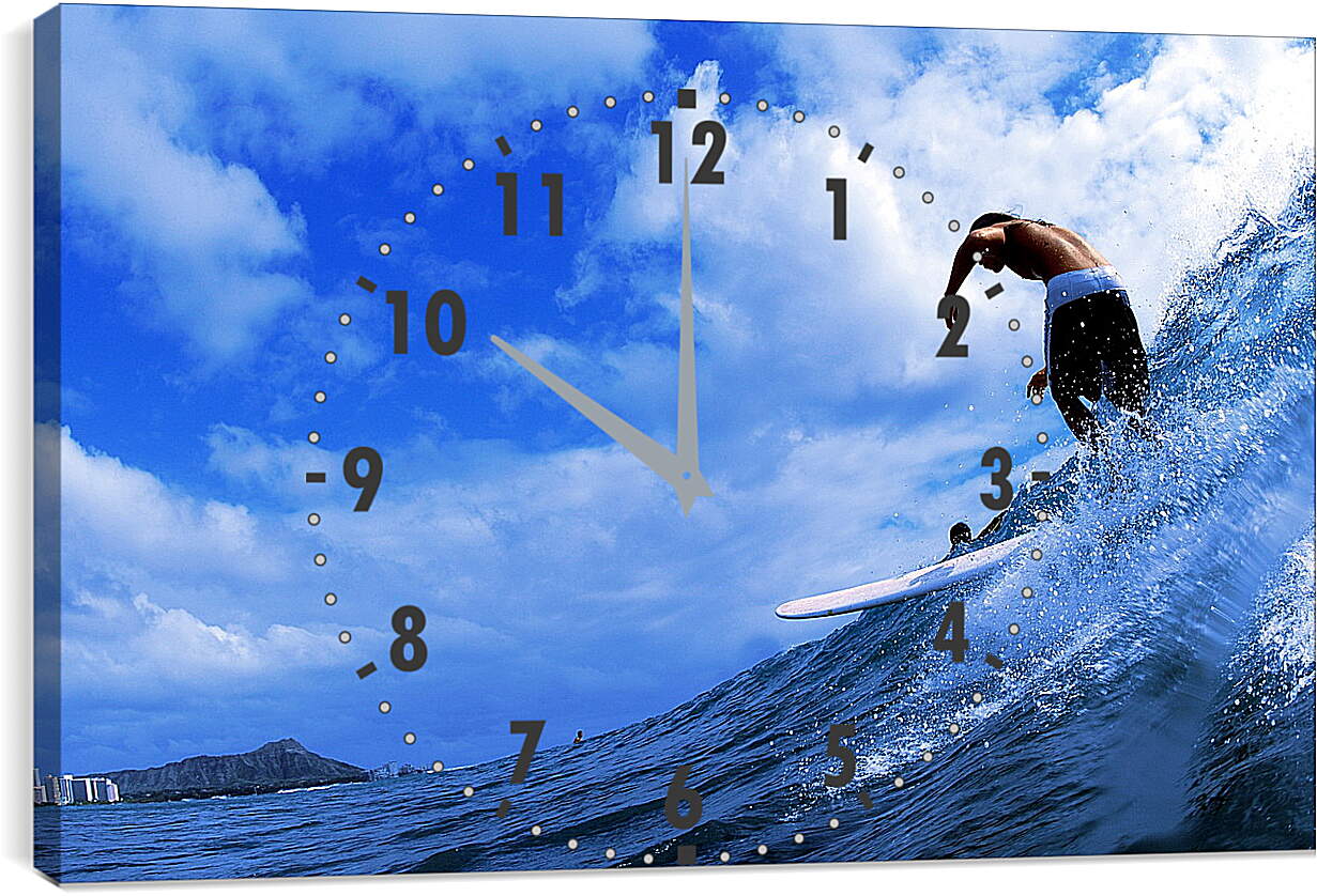 Часы картина - Сёрфингист с обнажённым торсом
