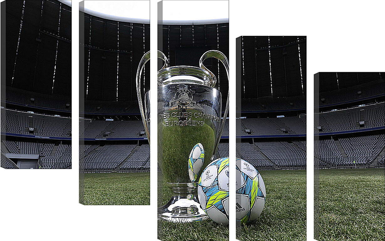 Модульная картина - Мяч и кубок Лиги Чемпионов
