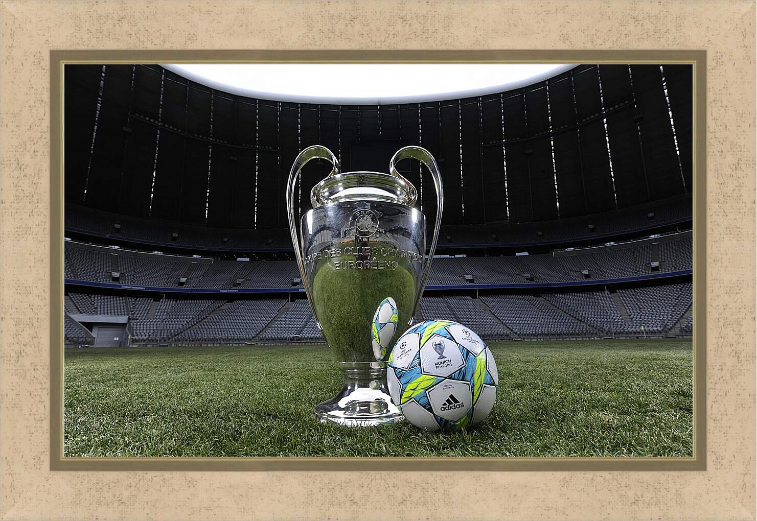 Картина в раме - Мяч и кубок Лиги Чемпионов