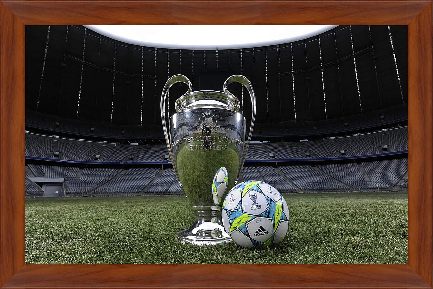 Картина в раме - Мяч и кубок Лиги Чемпионов