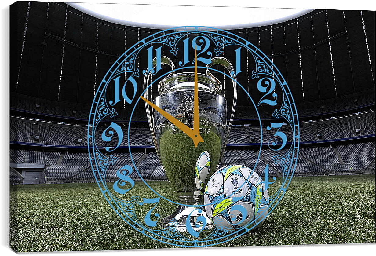 Часы картина - Мяч и кубок Лиги Чемпионов