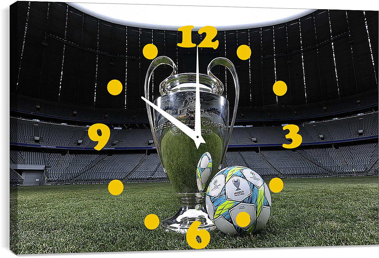 Часы картина - Мяч и кубок Лиги Чемпионов