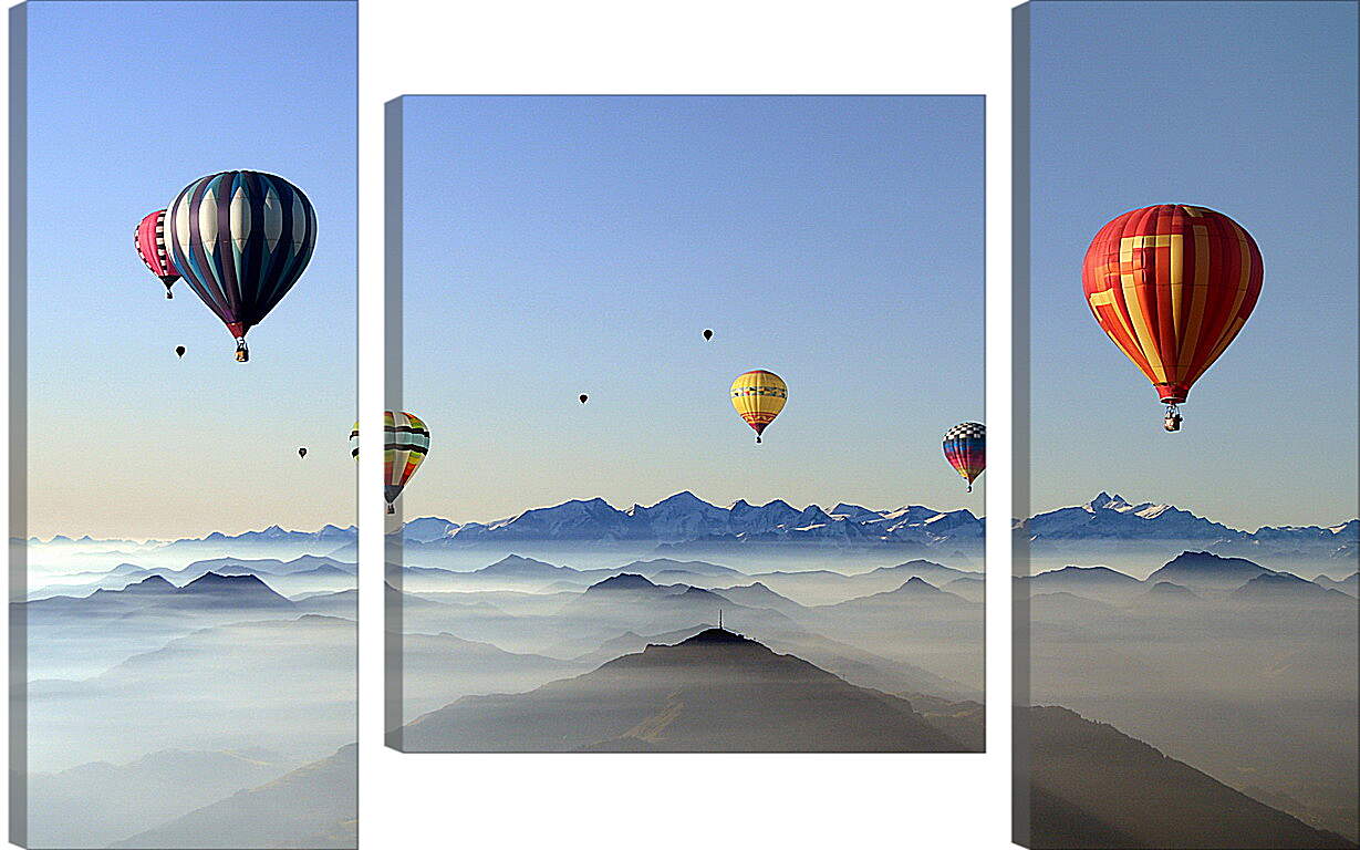 Модульная картина - Воздушные шары над горами
