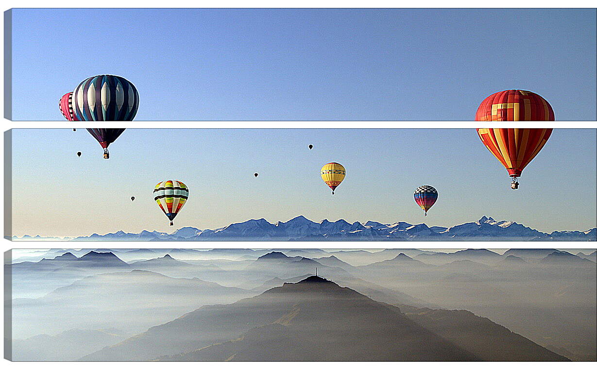 Модульная картина - Воздушные шары над горами