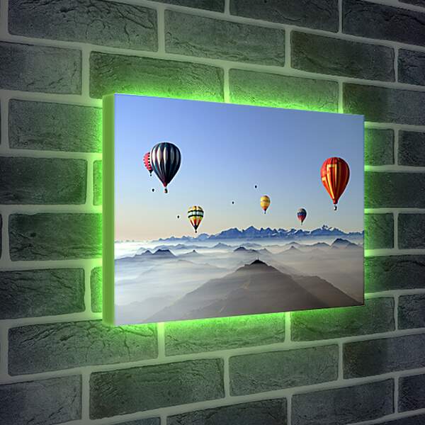 Лайтбокс световая панель - Воздушные шары над горами