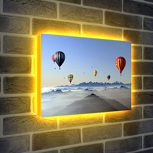 Лайтбокс световая панель - Воздушные шары над горами
