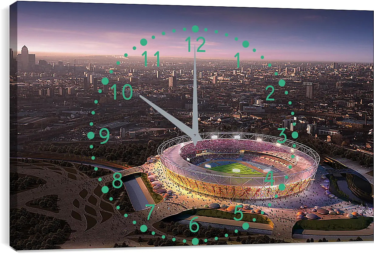 Часы картина - Вид на стадион с птичьего полёта