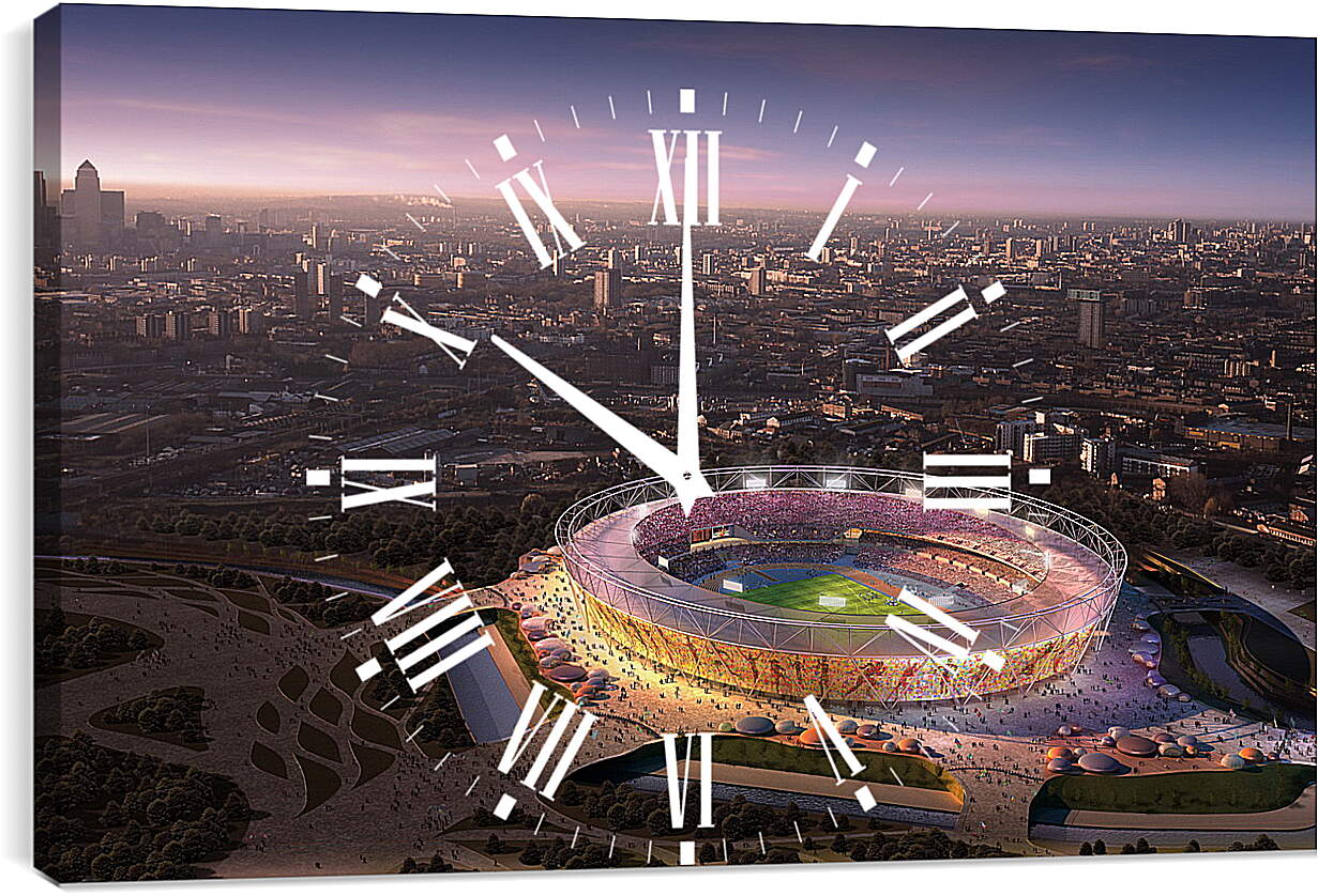 Часы картина - Вид на стадион с птичьего полёта