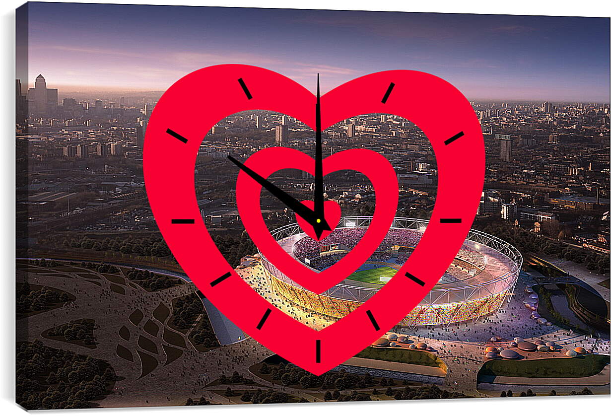 Часы картина - Вид на стадион с птичьего полёта