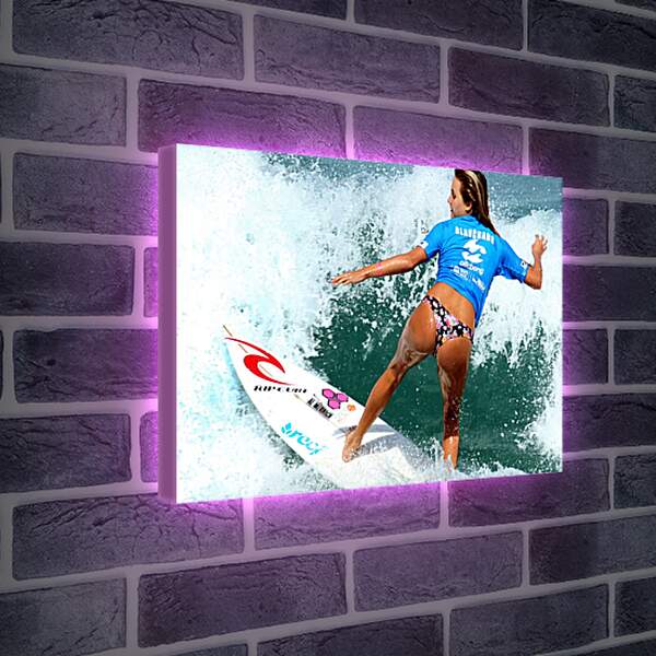 Лайтбокс световая панель - Мокрая серфингистка на доске