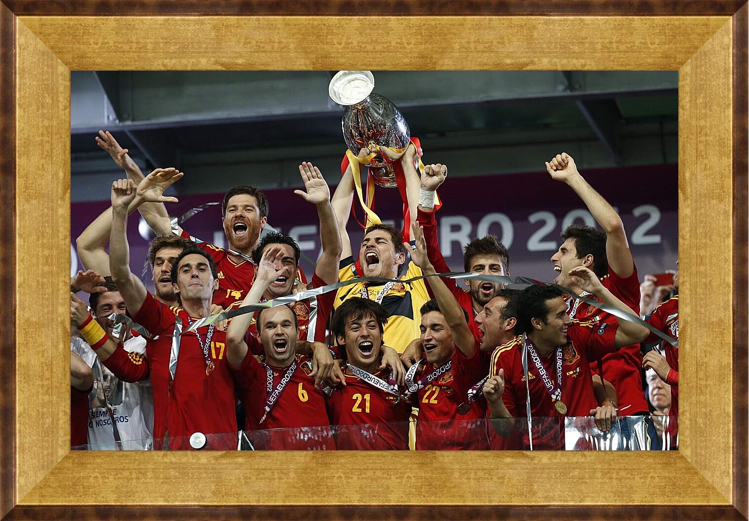Картина в раме - Сборная Испании чемпионы Европы по футболу