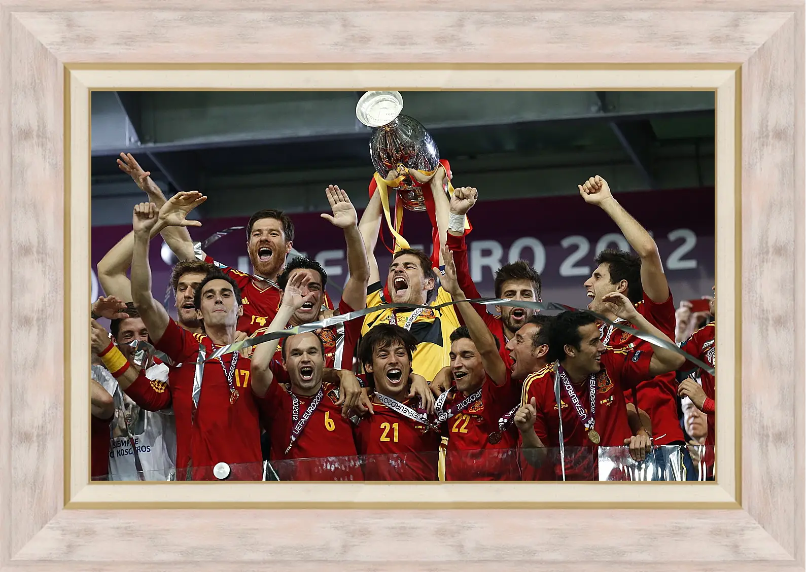 Картина в раме - Сборная Испании чемпионы Европы по футболу
