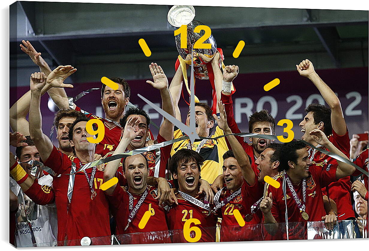 Часы картина - Сборная Испании чемпионы Европы по футболу
