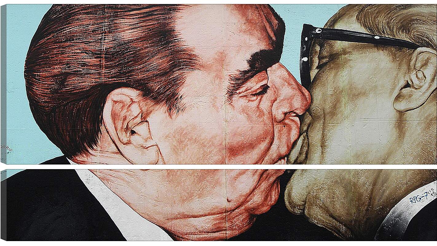 Модульная картина - Поцелуй Брежнева и Хонеккера