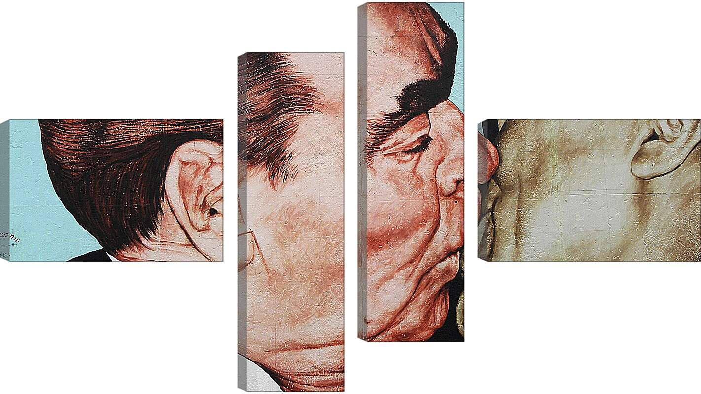 Модульная картина - Поцелуй Брежнева и Хонеккера