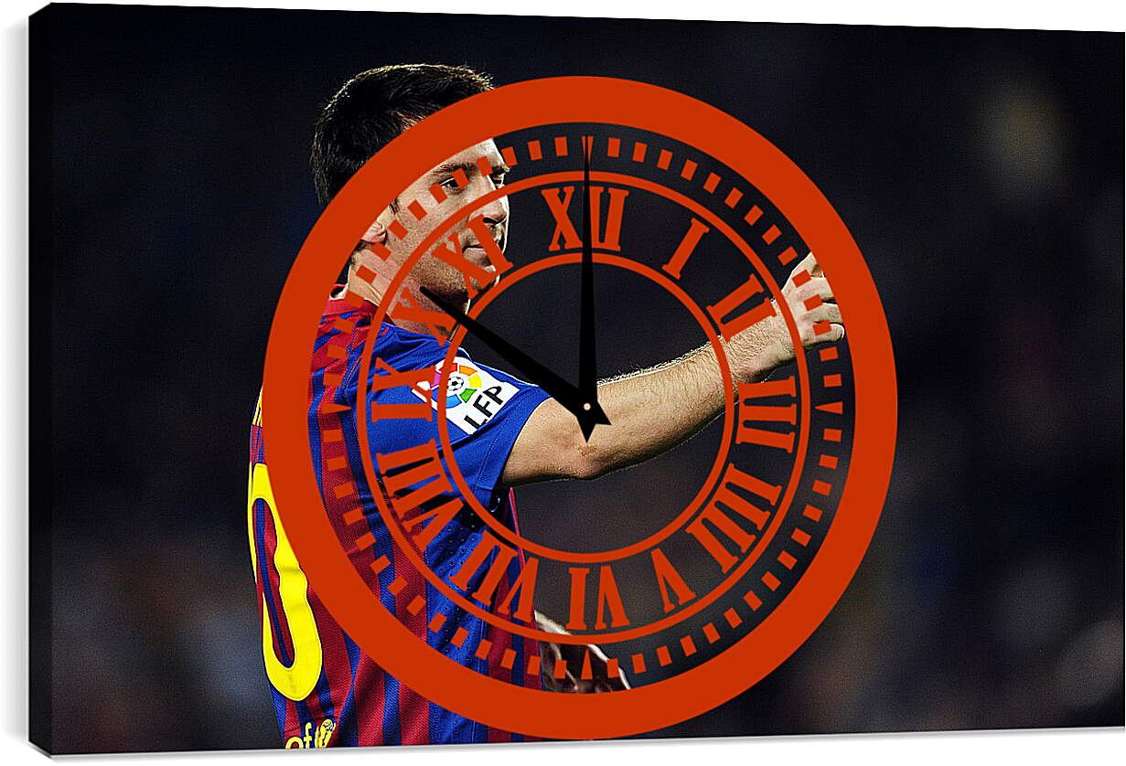 Часы картина - Лионель Месси. Десятка Барселоны.