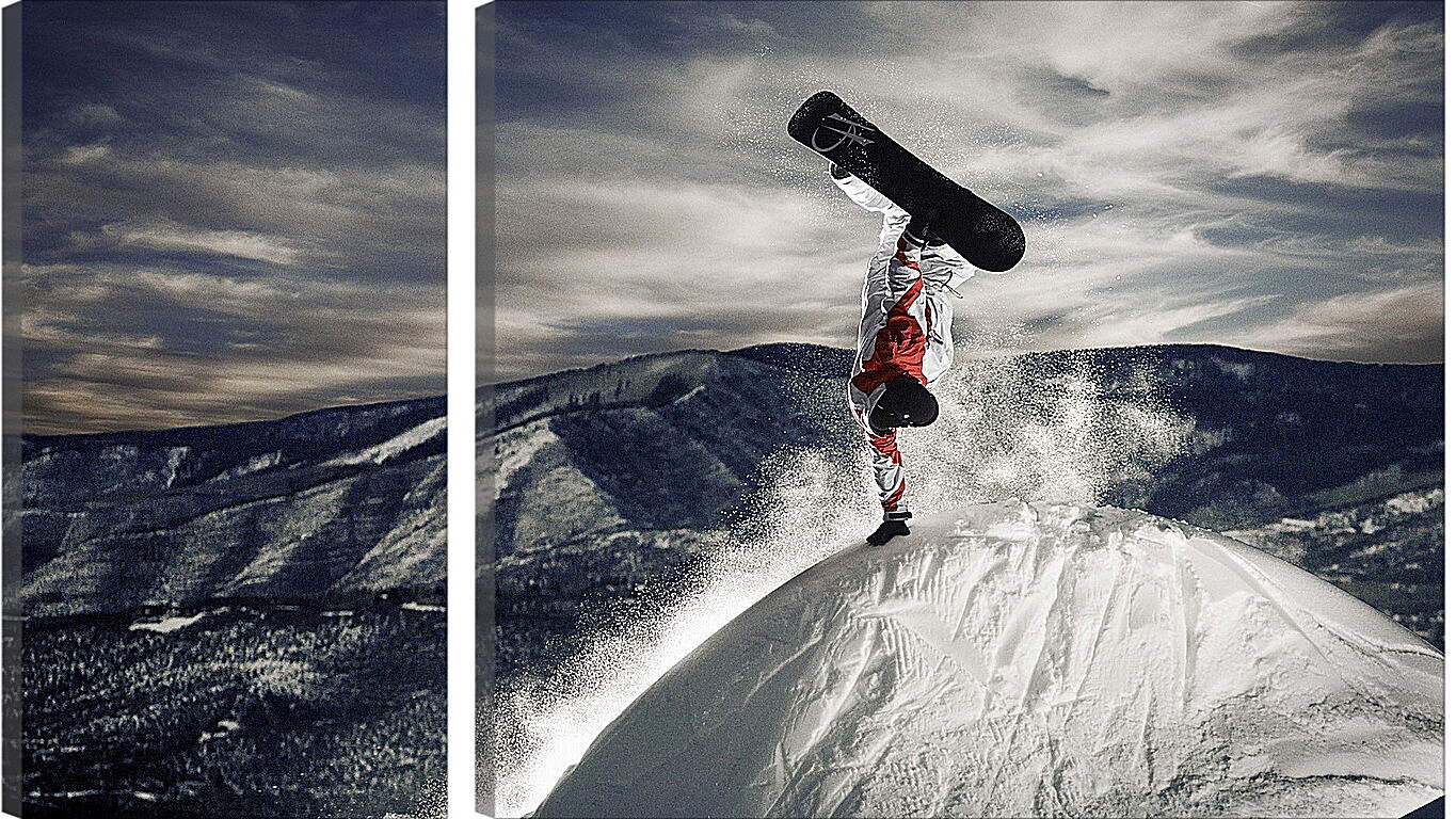 Модульная картина - Сноубордист стоит на одной руке