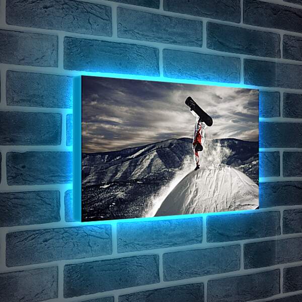 Лайтбокс световая панель - Сноубордист стоит на одной руке