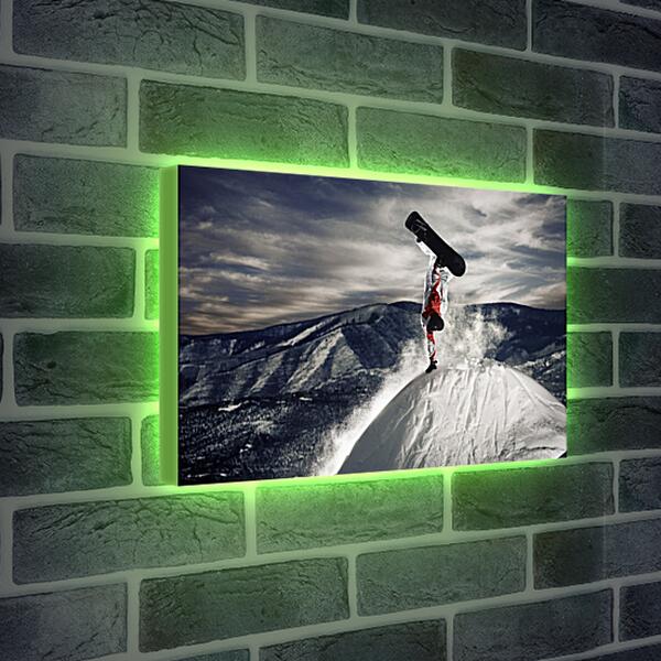 Лайтбокс световая панель - Сноубордист стоит на одной руке