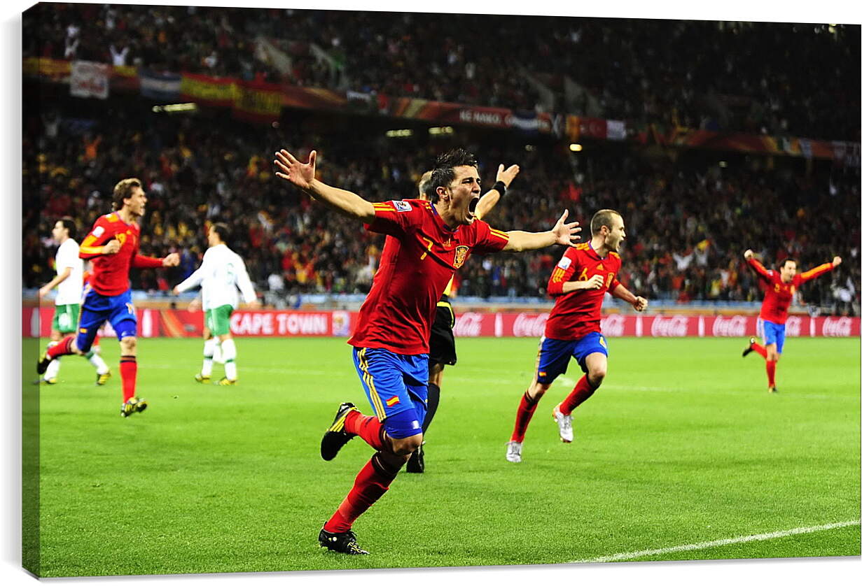 Постер и плакат - Испания на эмоциях после забитого мяча